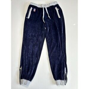 Post Game Blue Velour Joggers Size Large Zip Ankle Drawstring Pants *READ